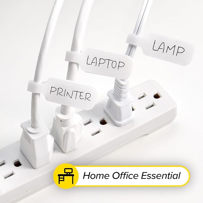 Wrap-It Storage Cable Labels - Medium, White (30-Pack) Write On Cord Labels, Wire Tags for Cable Management and Organizer for Electronics, Computers and More