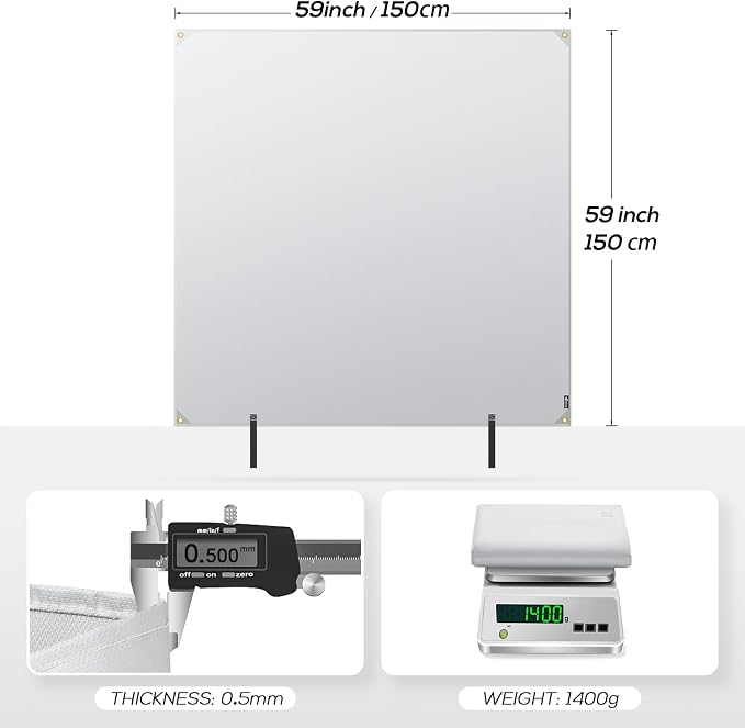 FLASLD Fireproof Lithium Battery Cover, Fastest & Simplest Way to Isolate and Extinguish Small Fires, Fire Blanket for E-Scooter and E-Bike (59×59 inch - Grey)