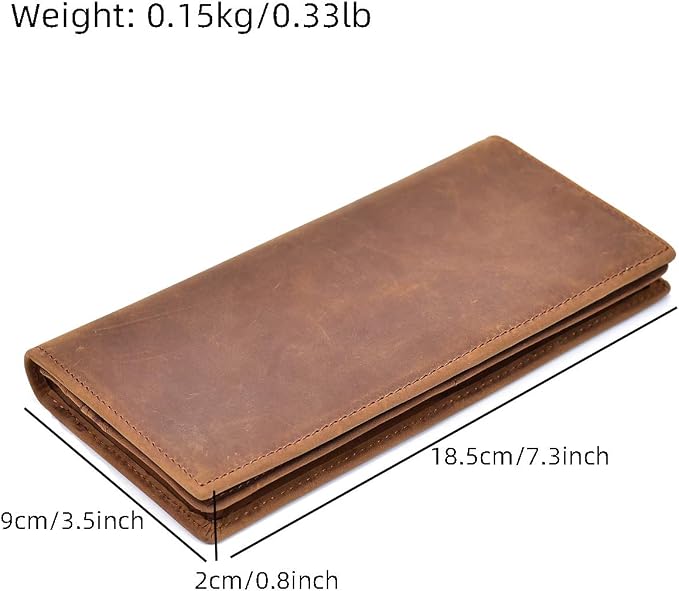 Genuine Leather Long Wallet for Men, Large Capacity Purse Clutch Bag Handbag Checkbook Cash Credit Cards Phone Holder | Large Capacity