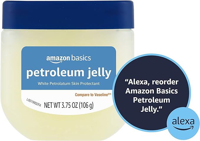 Amazon Basics Petroleum Jelly White Petrolatum Skin Protectant, Unscented, 3.75 oz, 1-Pack, (Previously Solimo)