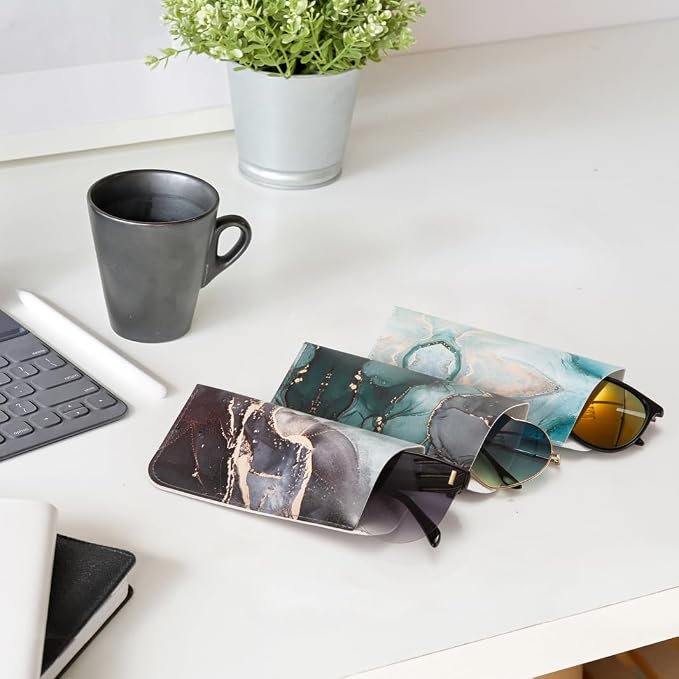 TRIUMPH VISION Reading Glasses Pouch Eyeglass Sleeve Soft Case Slim 3 Pack | Alternative to Bulky Case Lightweight，Neoprene Lined Padded Protect Optical lens Slip in, Cute Pattern Portable for Daily Use