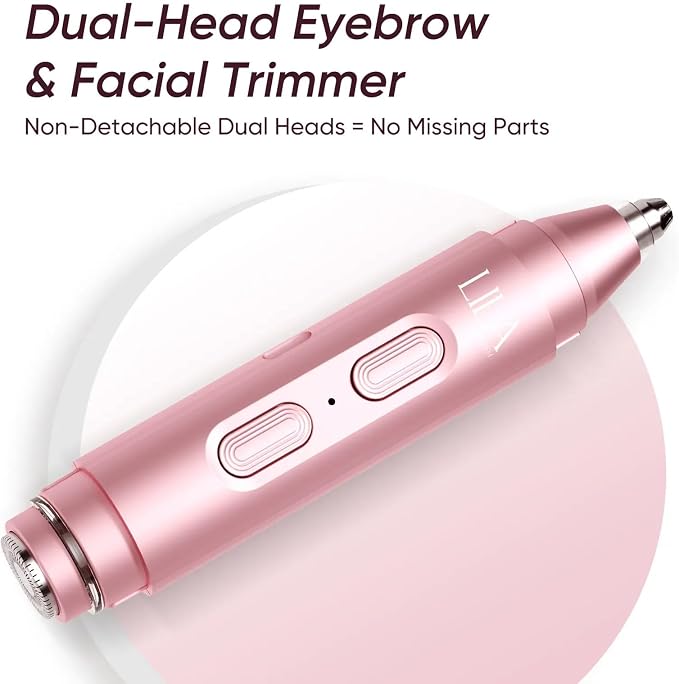 2-in-1 Eyebrow Trimmer & Nose Hair Trimmer for Women, Electric Facial Hair Remover with LED Light, Precision Face Razor for Eyebrow, Nose & Facial Hair, Portable Painless Grooming Tool