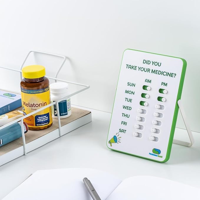 Medication Tracker & Pill Reminder | Visual Reminder Alarm | 7 Day AM PM Medication Reminder | Take and Slide | No More Second-guessing or Double-dosing | Perfect for The Elderly (Two Column English)