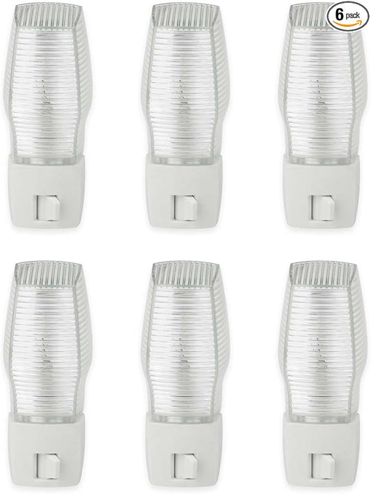 OSKOS 6 Pack Plug in Night Light with Manual On/Off Switch, 7W Incandescent Bulb Included, ETL Listed