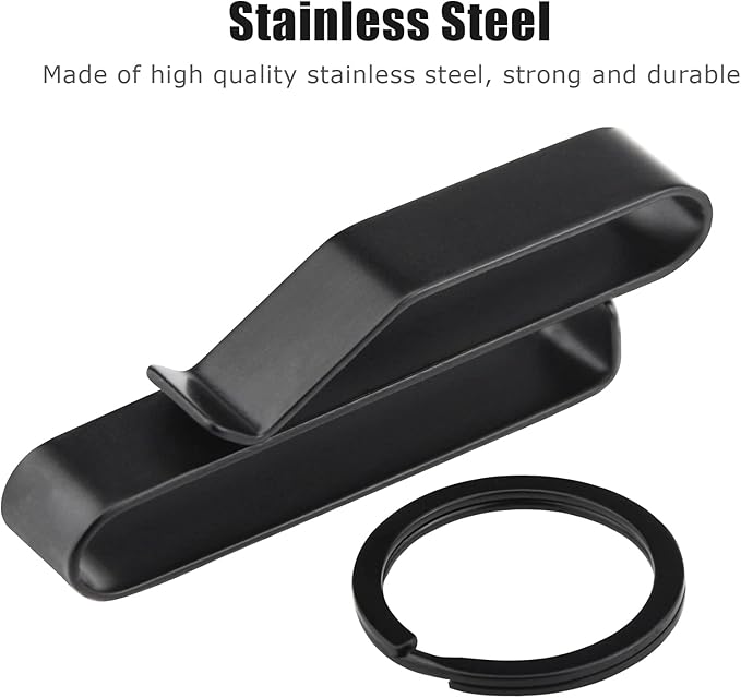 Duty Belt Key Holder, 2 Pack Belt Key Clip, Stainless Steel Stealth Belt Loop Key Ring Holder with 4 Keyrings UIInosoo for Handcuff Fits Max 2.25 Inch Belt