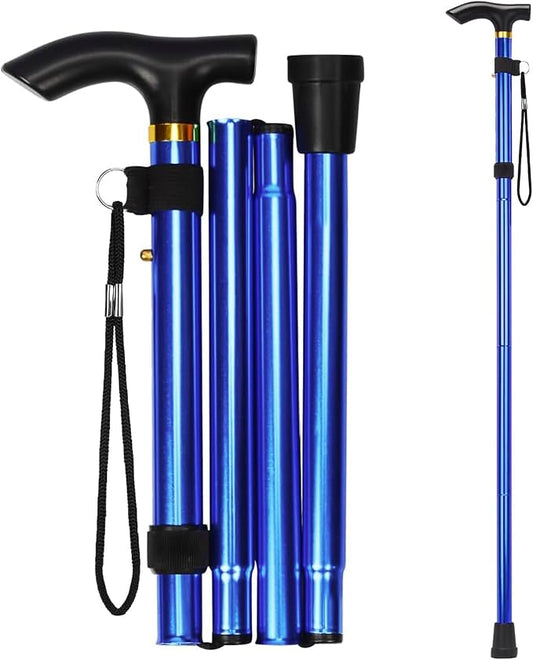 Walking Cane, Folding Cane for Man & Women, Portable Lightweight | 5-Level Adjustable Height, Collapsible Cane for Seniors Balancing Mobility Aid