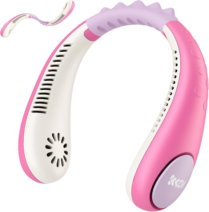 Kids Neck Fan, Portable Bladeless Neck Fan for Kids 4-14Y, 2600mAh Rechargeable Wearable Fan for Girls Boys, 4 Speeds Lightweight Quiet Cooling Fan for Study, Camping, Travel, Summer Essential