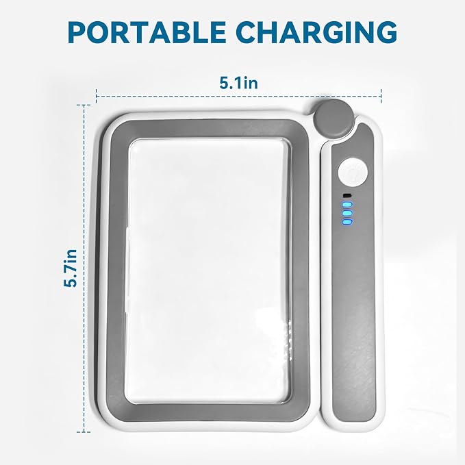 Rechargeable Magnifying Glass with Light, 5X Large Rectangular Page Magnifier, 12 Dimmable LEDs Folding Handheld Reading Magnifier for Seniors ＆ Low Vision