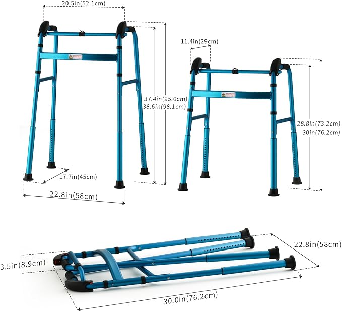 Foldable Stair Climbing Walker for Seniors | Adjustable Height, Wheel-Free Walking Aid, Lightweight Aluminum Alloy, Supports Up to 300lbs, Portable Stair Assist Bar