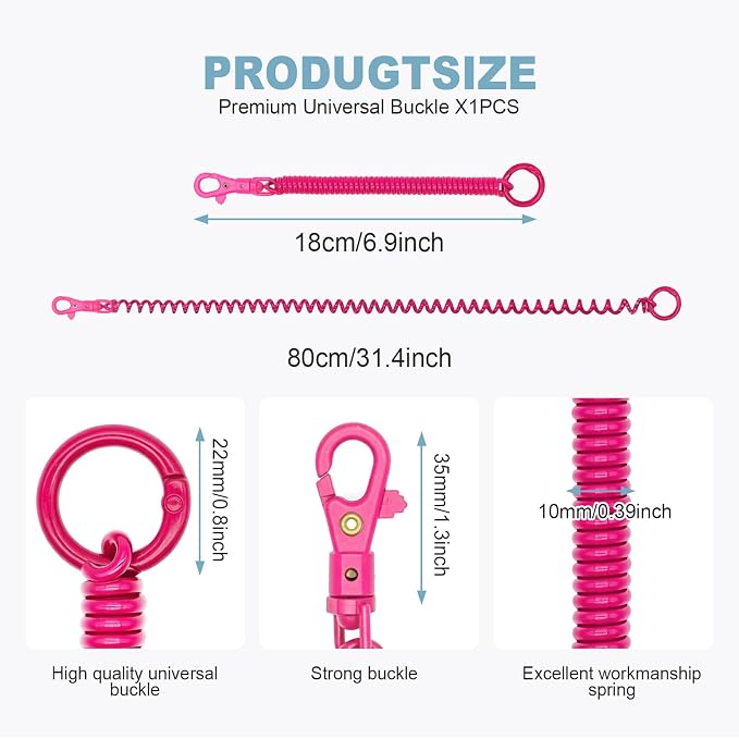 Spiral Coil Spring Keychain, Anti-lost Key Chain Holder Lanyard Cord with Lobster Clasp