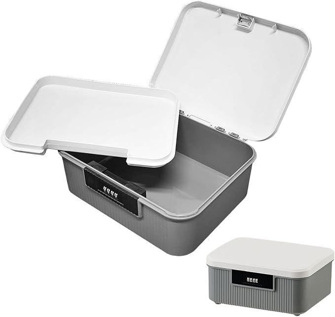 Saim Combination Lockable Storage Box, 4.2 Gallon Heavy-Duty Plastic Storage Container Bin for Office, Home, Dorm Organizer for Documents, Valuables & Supplies, Item Organizer 16 Liter (Gray)
