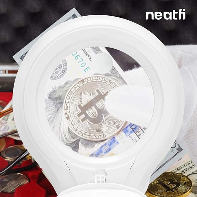Neatfi (New Model Bifocals 1,200 Lumens Super LED Magnifying Lamp with Clamp, Dimmable, 60 Pcs SMD LED, 5 Inches Diameter Lens, Adjustable Arm (5 Diopter + 20 Diopter, White)
