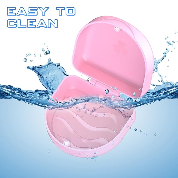 ARGOMAX 2-Pack Slim Aligner and Retainer Case, Portable Orthodontic Storage Container for Mouth Guards and Night Guards, Pink