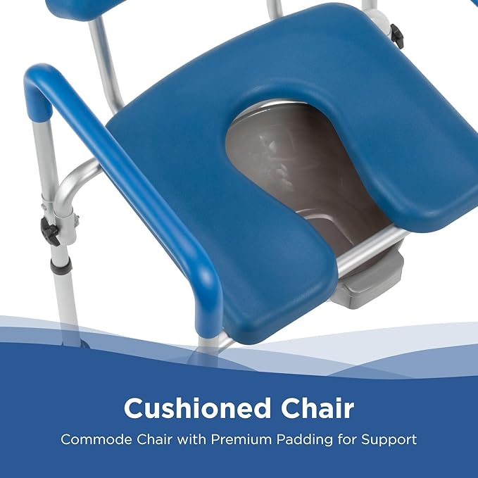 Journey SoftSecure 3-in-1 Commode Chair - 3-in-1 Bathroom Chair with Microban - Bedside Commode Chair for Toilet with Arms & Pail - Elevated Toilet Seat & Shower Chair - Raised Toilet Seat