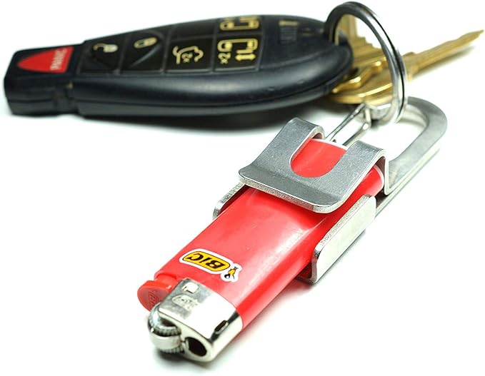 Screwpop Bic Standard Full-Size Lighter Holder Keychain Multi Tool with Carabiner Clip and Bottle Opener Stainless Steel Construction (Lighter Not Included)
