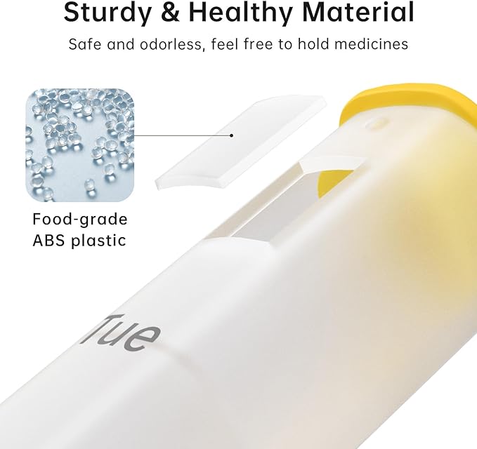 Weekly Pill Organizer 2 Times a Day, KOVIUU Large Travel Pill Box 7 Day, Am Pm Twice Daily Pill Case with Rotatable Handle, Pill Holder Container for Vitamin, Medicine, Supplement, Translucent-White