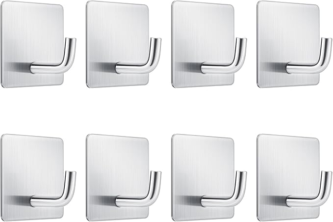 Adhesive Wall Hooks for Kitchen Home - Mondoshop Waterproof Stainless Steel Hooks for Fire Blankets, Office, Outdoor Hanging, Max Load Capacity 6.6LBs