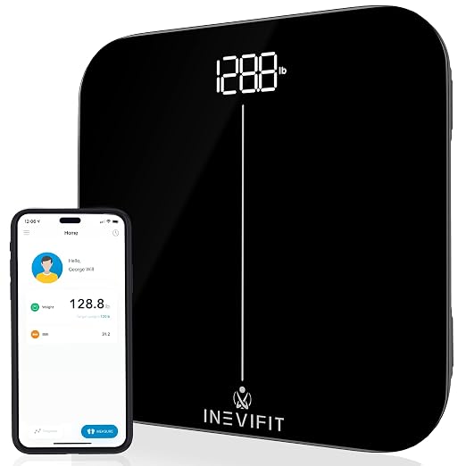 INEVIFIT Smart Premium Bathroom Scale, Highly Accurate Bluetooth Digital Bathroom Body Weight Scale, Precisely Measures Weight & BMI for Unlimited Users