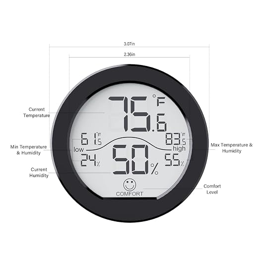 Indoor Digital Hygrometer Thermometer for Room Temperature Humidity Meter | SECRUI Thermometer Accuracy Calibration LCD Temperature Sensor with Maximum and Minimum Records,3 Pack