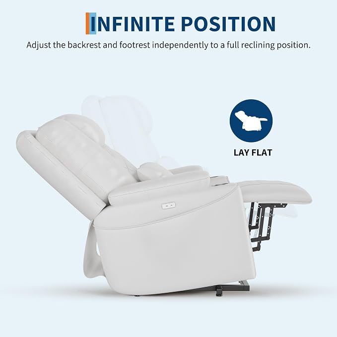 Recliner Chair, Electric Power Lift Chair with Remote, Stand Assist for Elderly, 3 Adjustable Positions, USB Charging Ports, Cup Holders, Side Storage Pockets, Comfortable Sofa for Living Room, White