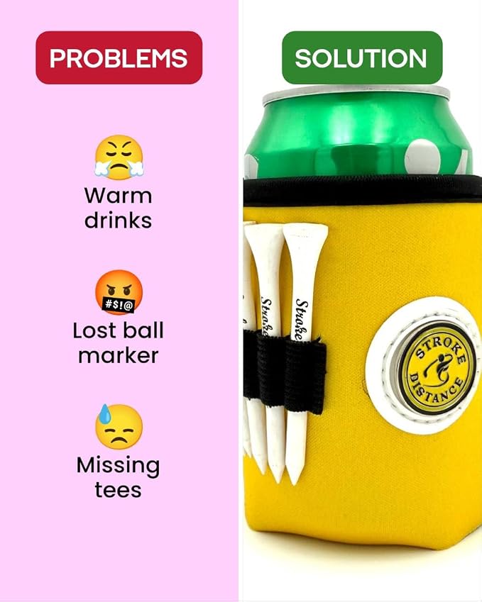 Classic Can Beverage Caddie 3-in-1 Golf Insulator, Removeable Ball Marker, Bag Clip & Tees Combo – Woodland Camo