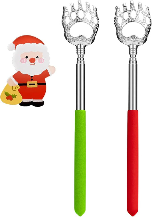 Back Scratcher, Telescopic Bear Claw Back Scalp Scratchers Massager with Soft Rubber Handles, Stocking Stuffers Gifts for Men Women Adults, Portable Hand Massage Tool for Human and Pets(2 Pack)