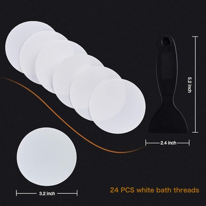 Bathtub Stickers Non-Slip, 12PCS Safety Shower Treads Adhesive Appliques with Premium Scraper (White)