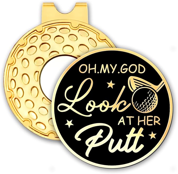 Black Gold Golf Ball Marker with Hat Clip, Funny Golf Accessories for Men Women Dad Mom Grandpa Golf Lover