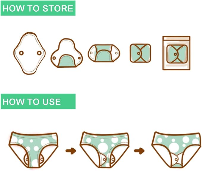 Teamoy 10pcs Cloth Panty Liners, Reusable Sanitary Pads with Wet bag, Washable Cloth Menstrual Pads with Charcoal Absorbency Layers (Country Style, 3pcs×7.9''+4pcs×10''+3pcs×11.6''), 11 Piece Set | Washable Pads with Charcoal Absorbency Layers, Soft an...