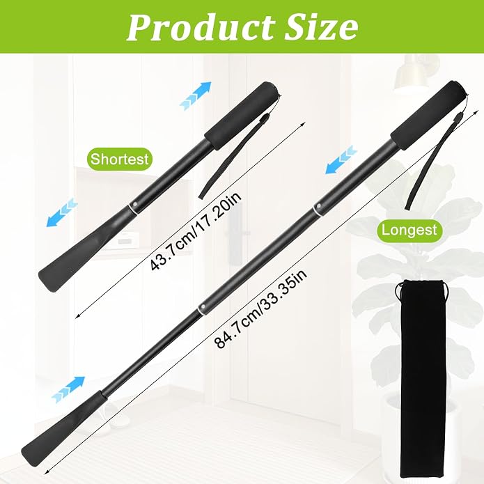 Shudyear Shoe Horn Handle Metal Retractable Shoehorn - Heavy Duty Extendable Shoe Horn with Locking Design, No Bending Shoe Helper for Seniors Elderly Men Women Boots