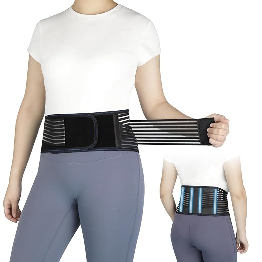 Back Brace for Women Men with Magnet, Self Heating Back Support Brace with 4 Reinforced Stays, Lumbar Support Belt for Lower Back Pain Relief, Herniated Disc, Arthritis, and Sciatica (Black, Large)