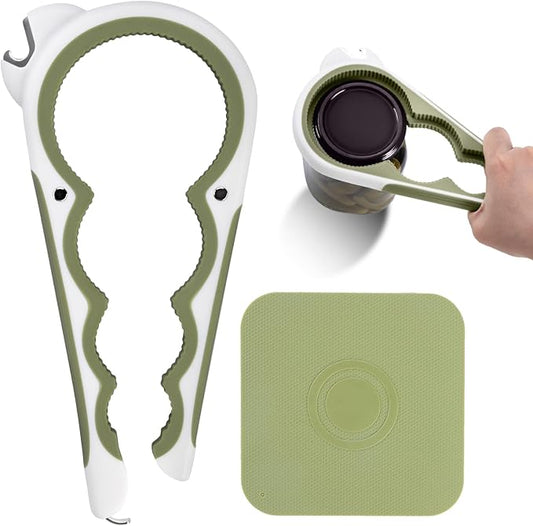 Jar Opener, 6 in1 Bottle Opener and Can Opener for Weak hands, Seniors with Arthritis, Mutil Function Jar Opener Get Lids Off Easily, with Non Slip Rubber Jar opener Gripper Pad