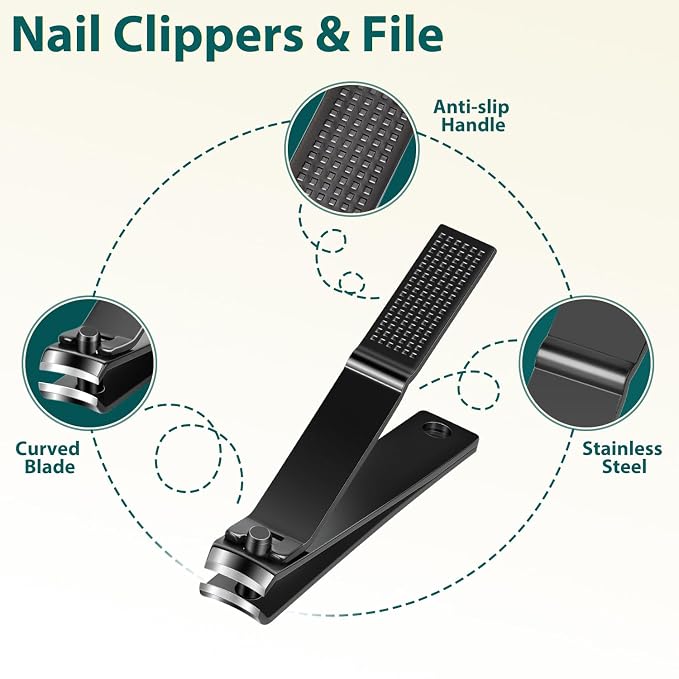 MORGLES Tweezers Set 9 Pcs Nail Clipper Kit with Case for Eyebrows Grooming | 5 Tweezers, Clippers, Scissors, Rust-Proof Steel, Travel Press-On Case, Gift for Him/Her, for Splinters, Brows, Facial Hair