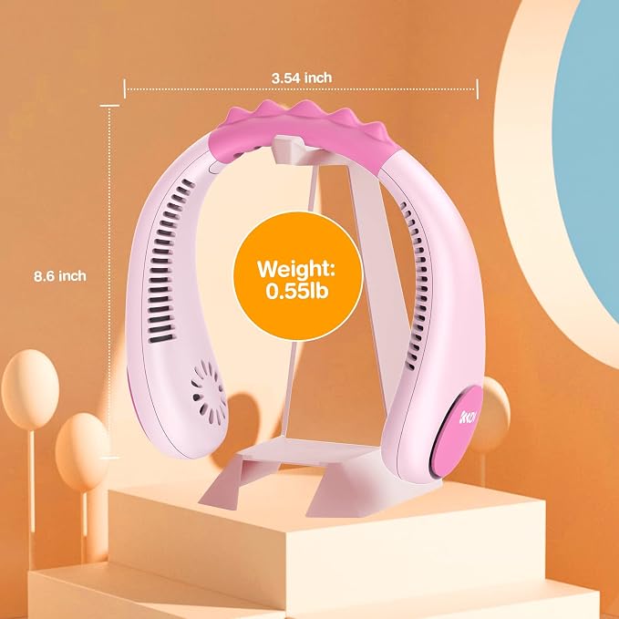 Kids Neck Fan, Portable Bladeless Fans for Kid 4-14Y Girls & Boys, 2600mAh USB Personal Mini Cooling Fan for Travel/Camping/Study, 4 Speeds, Lightweight, Compact, Perfect Summer Gifts for Kids