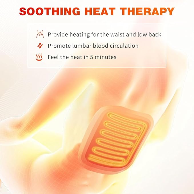 SLOTHMORE Back Massager for Chair with Heat, Chair Massager Pad for Recliner with 8 Vibration, Seat Cushion for Seniors, Office Workers & Family, Fatigue & Pain Relief in Office, Home & Travel