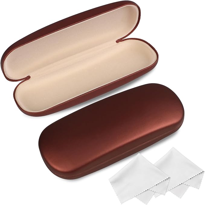 Joyberg Glasses Case, 2 Pack Eyeglass Case with Cleaning Cloth, Glasses Case Hard Shell Fits Most Glasses