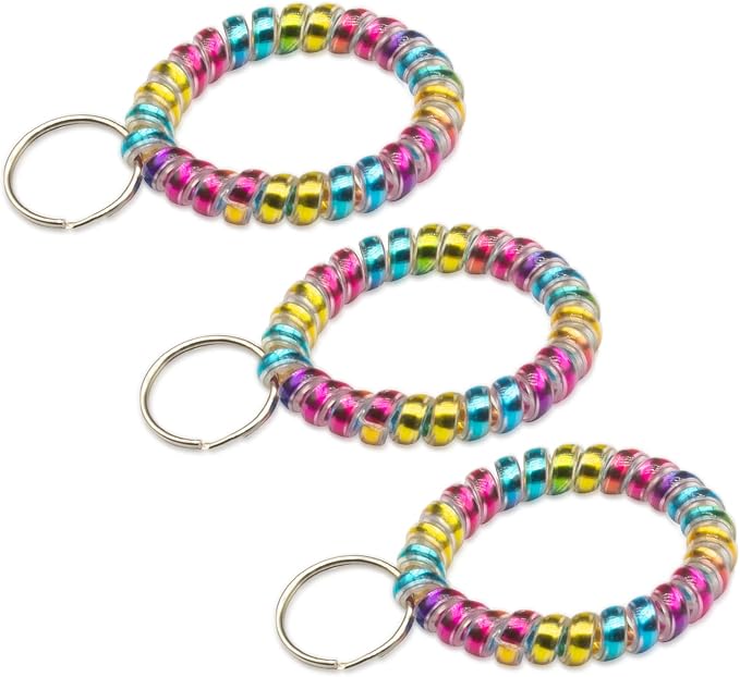 Spiral Coil Keychain, Anti-lost Key Chain Holder Lanyard Cord for Sauna Outdoor Sports and Gym Pool