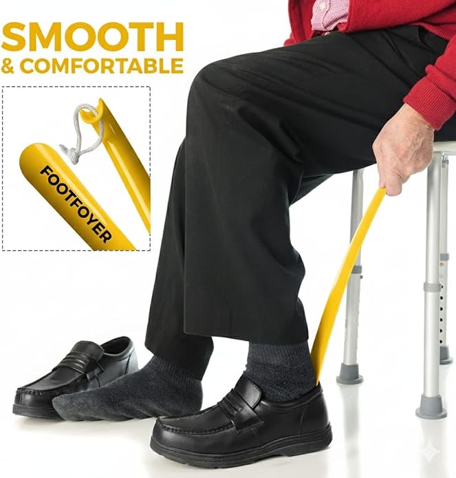 Long shoehorn that is comfortable to wear and has a handle is ideal for both men and women