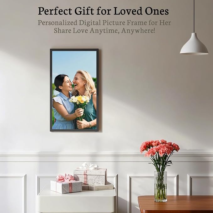 BSIMB Large Digital Picture Frame 21.5 Inch, Touchscreen 1920x1080 FHD 32GB WiFi Digital Photo Frame Electronic Remote Control, Share Pictures/Videos via App/USB/SD Easy Setup Gifts for Mom, Black