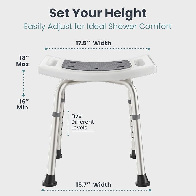 PELEGON Shower Chair for Inside Shower (300 lb) - Adjustable Height Shower Stool - Shower Seats for Adults, Bath Stools for Shower to Sit, Shower Chair, Shower Stools for Adults Sitting - Grey