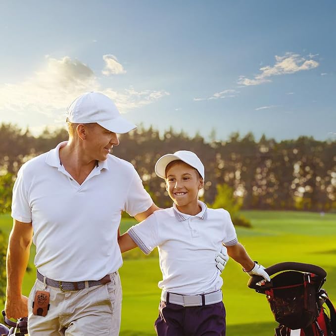 Wrappiness The Golf Father Golf Ball Bag - Golfer Accessories for Men Premium Leather Holder with Clip - Custom Golf Tee Pouch Unique Gift for Dad