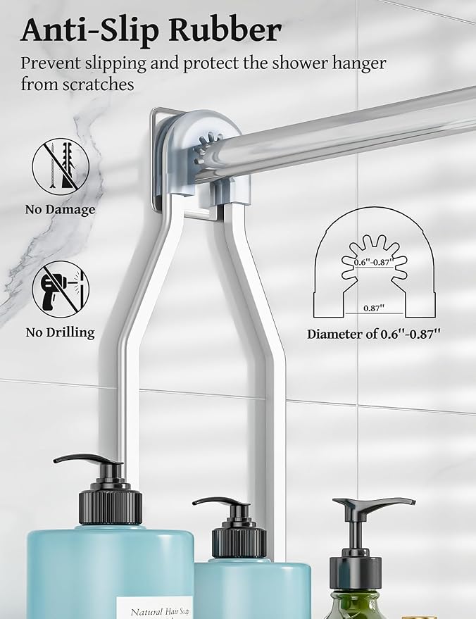 YASONIC Never Rust Shower Caddy Hanging, Aluminum Shower Racks for Inside Shower, 3-Tier Shower Organizer Hanging Over Shower Head with Hooks and Soap Holder, Silver
