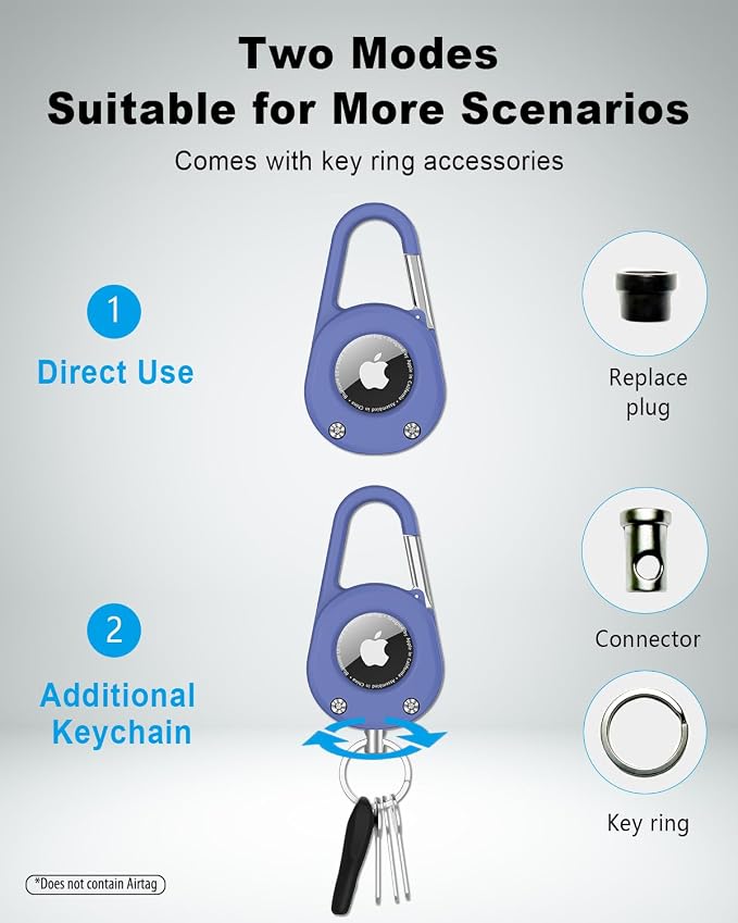 SCALLOP for AirTag (1st & 2nd Gen) Keychain with Carabiner,Thick Hard PC Air Tag Holder,IPX8 Waterproof,Secure Lock