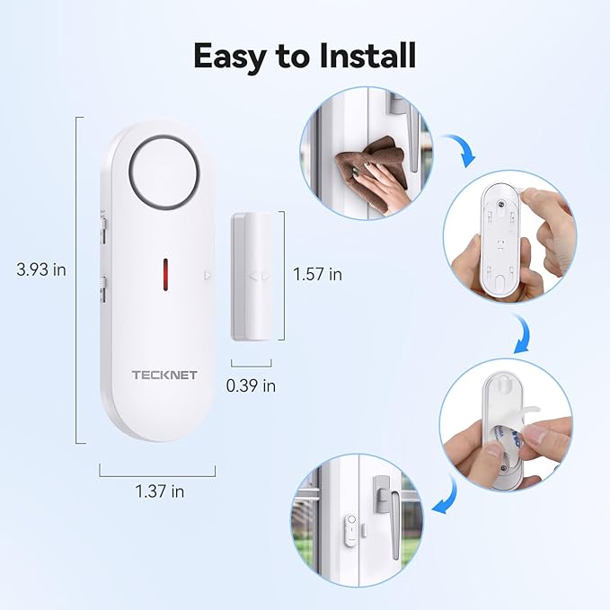 TECKNET Door Alarms for Kids Safety, Window Alarm Pool Alarms Door Alarm for Home Security, 2-in-1 Alarm & Chime, 3-Level Volume Control, Wireless Alarm for House Hotel Cars Sheds Caravans (3 Pack)