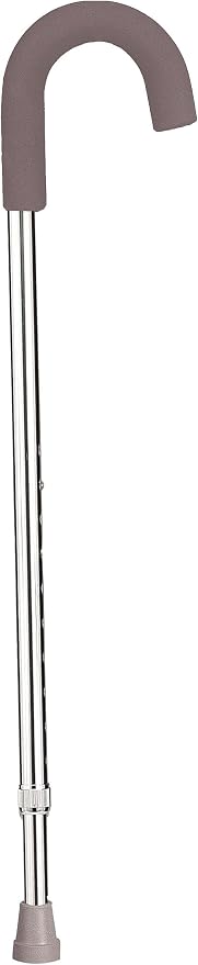 Drive Medical Round Handle Aluminum Walking Cane with Foam Grip, Silver