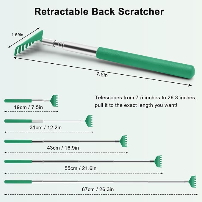 HOFASON Back Scratcher 6 Pack, Stocking Stuffers for Men Adults Women Teens | Christmas Small Bulk Gifts for Men Women Teens, White Elephant Gag Birthday Gifts, Party Favors Prizes for Adults (Green)