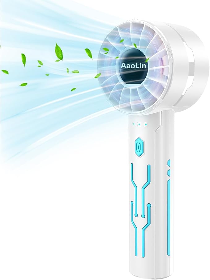 Portable High Speed Mini Handheld Fan, USB Rechargeable Neck Personal Mini Fan(7000 RPM high speed motor,Lasts 4-16 Hours) 4-speed powerful Wind Fans for Summer Outdoor Traveling,Gifts for Kids