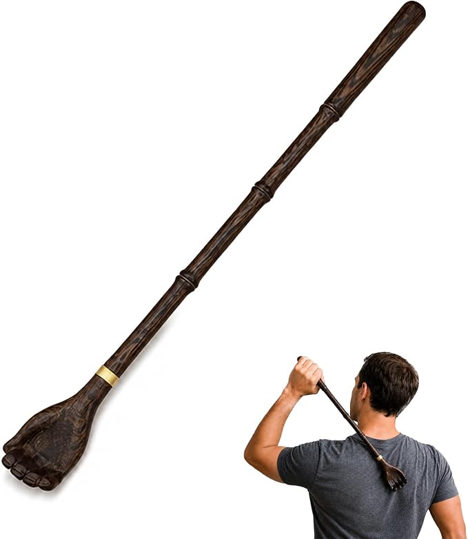 16.2 Inch Long Handle Wooden Back Scratcher, Wenge Hand Backscratcher for Adults