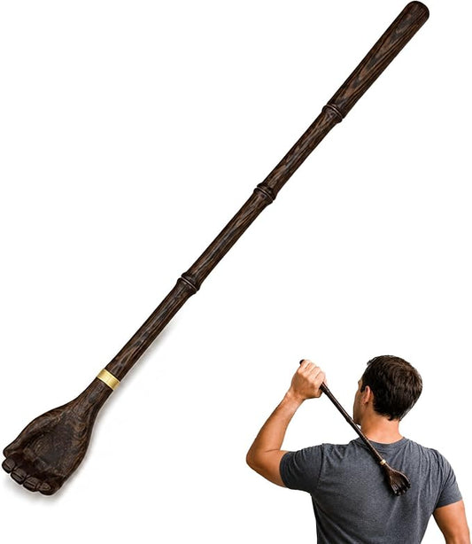 16.2 Inch Long Handle Wooden Back Scratcher, Wenge Hand Backscratcher for Adults