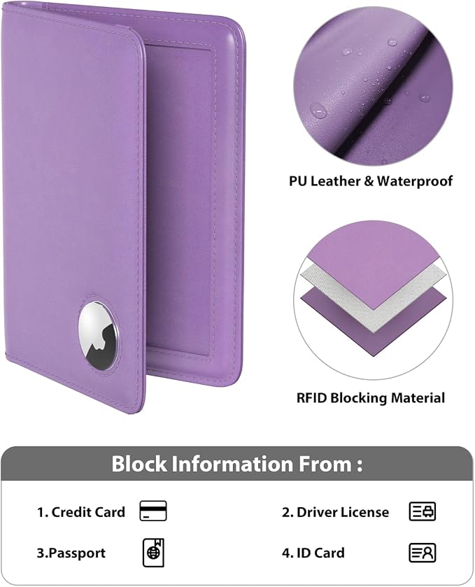 Stouchi AirTag Passport Holder – Slim RFID Travel Wallet | Ultra-slim, Waterproof PU Leather, 5 Card Slots, RFID Blocking, AirTag Slot – Perfect for US Passports